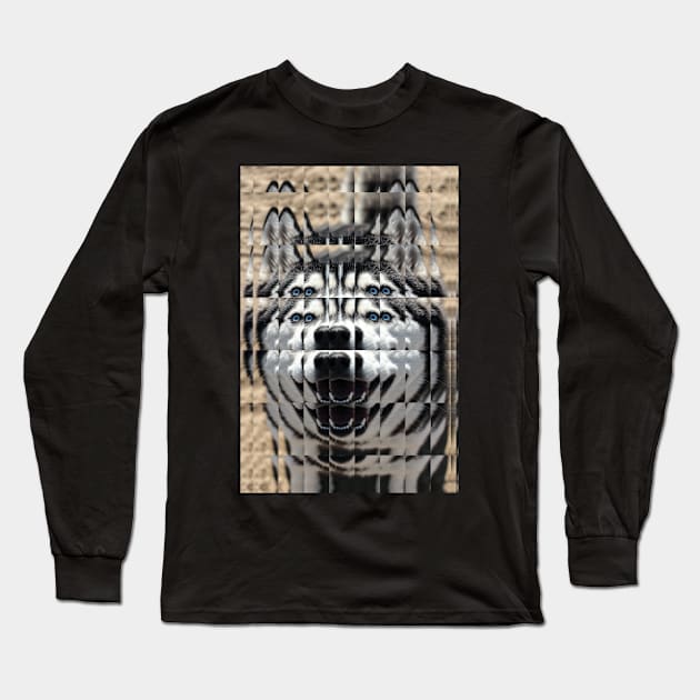 Glass Block Husky looking at you Long Sleeve T-Shirt by Comic Dzyns